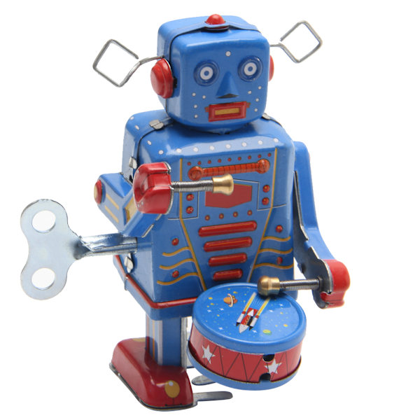 Retro Clockwork Wind Up Metal Walking Robot Legetøj Vintage samleobjekt Børnegave