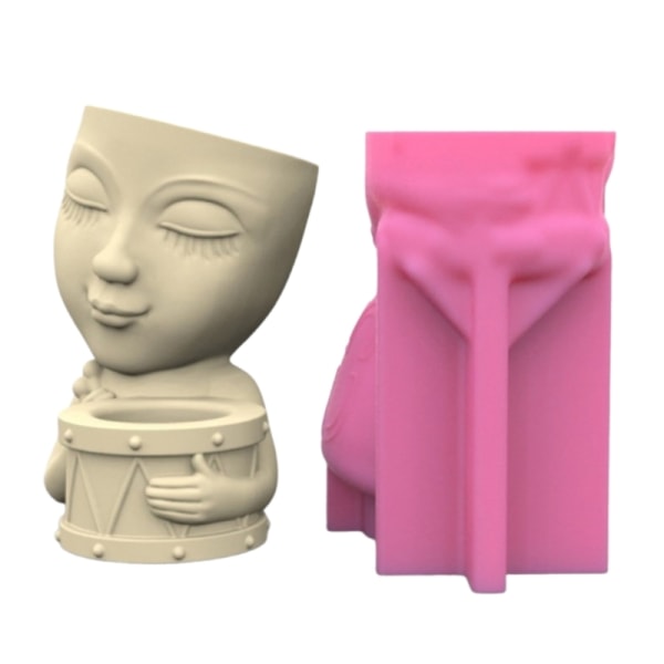 Slitesterk silikonform Silikonstøpeform Menneske med trommelformet for DIY-vase