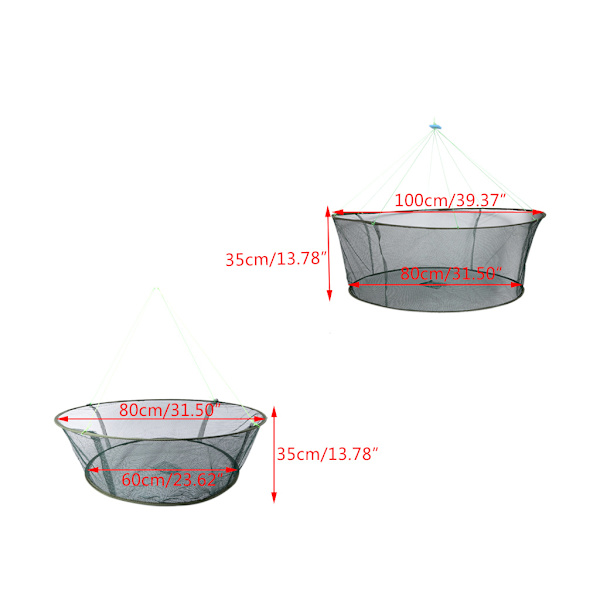 Hopfällbart fiskenät, hopfällbart fiskenät, knutlöst fiskenät, säkerhetsfällbart 100cm