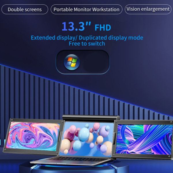 14 tums bildskärmar Dual Screen Design 1080P IPS-skärmar IPS-skärmförlängare för bärbara datorer Datortillbehör null - AU X90B