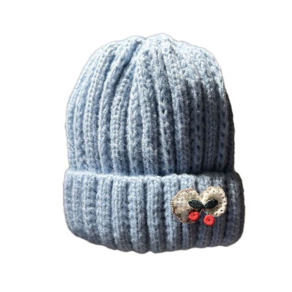 Trendig stickad mössa för småbarn Fashionabla körsbärsfärgade berlockhuv Mjuk mössa som andas Vindtät cap för småbarn