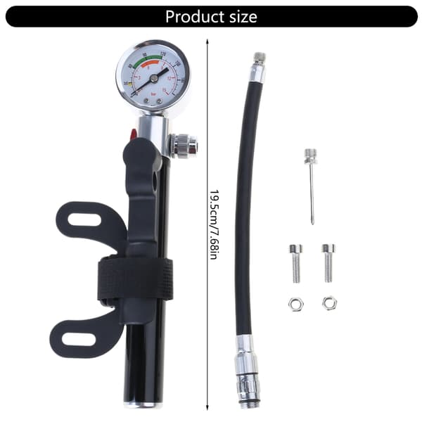 Rammonterad Cykelpump Cykeldäckpump Mini Handpump med Tryckmätare