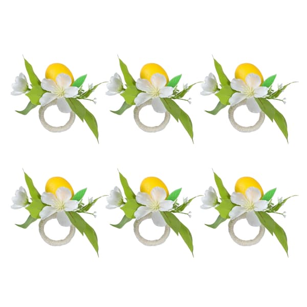Förpackning med 6 citronblomservettringar till bröllopsmiddagsdukningstillbehör