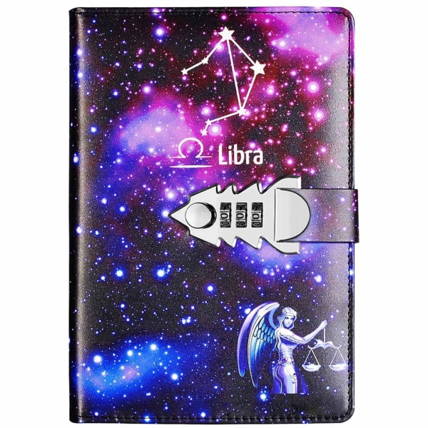 Constellation Writing Diary A5 Starry Lock Läder Digital Lösenord Notebook null - Libra