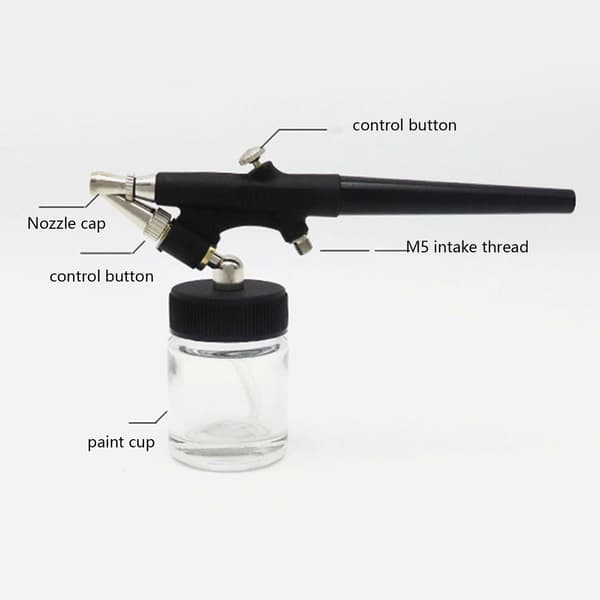 Airbrush Kit Mini Single Action Air Brush Set Siphon Feed 0.8mm Paint Spray Gun