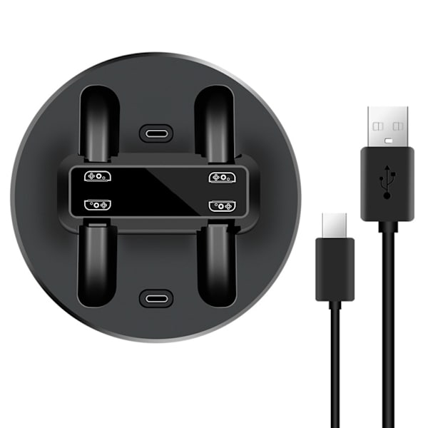 Laddningshållare för Switch Joy Con Series & Pro Controller Utrustad med Micro USB -kabel och Type-C-port