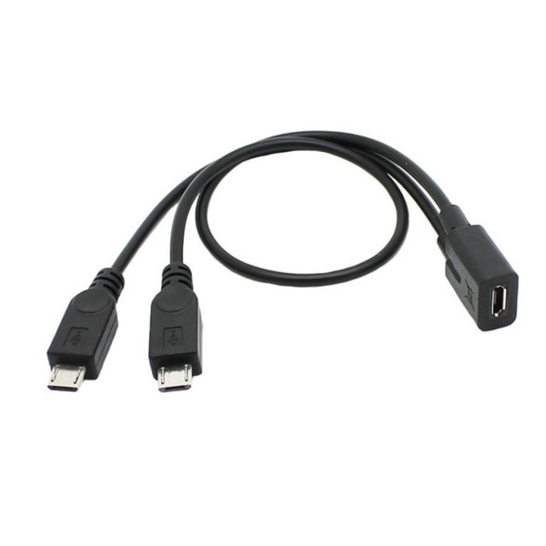 Mikro- USB splitterkabel, 1 hona till 2 manlig splitter förlängningsladdkabel Signalstabilitet överföringsledning