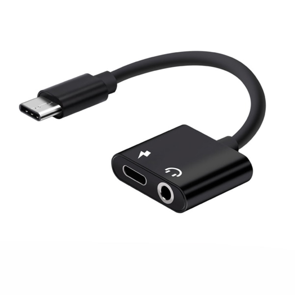 Type-C Adapter Aux hörlursadapter USB c till 3,5 mm hörlursuttag Adapter Black
