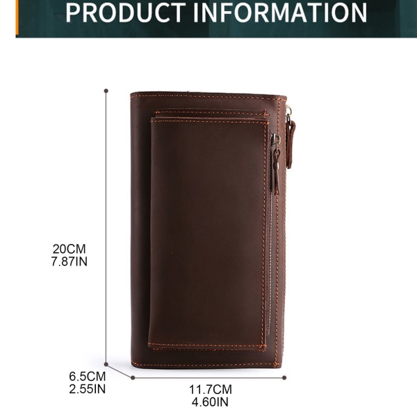 Miesten retrotyylinen käsilaukku käteisellä luottokorttipuhelimelle, suurikapasiteettinen kytkinlaukku Coffee