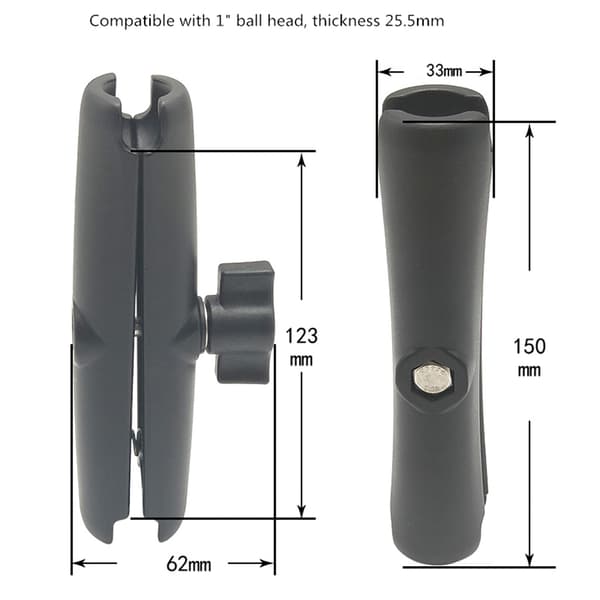 RAM Mounts Kompositt Dobbel Sokkelarm med Medium Arm for RAM