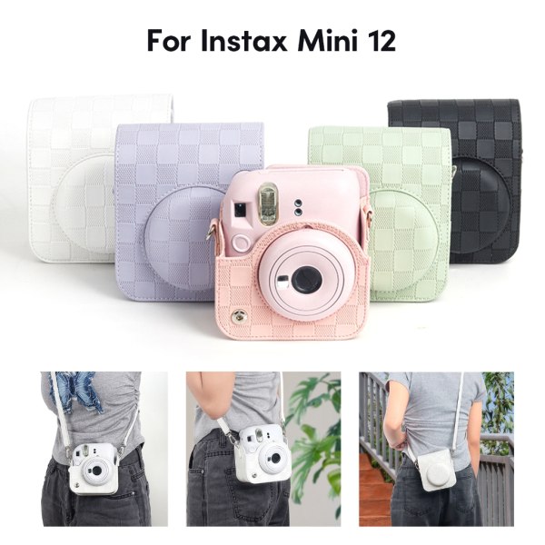 Liten kameraaxelväska för Mini12-kameror, PU Crossbody-väskor Högpresterande Axelväska Bärväska Case Pink