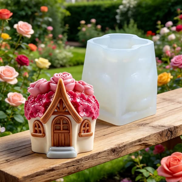 Miniature Rose Blomsterhus Silikoneforme til Håndlavede Lys, Sæber og Desserter