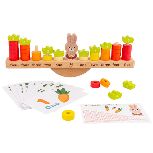 Rabbit Cool Balance -matematiikan peli Esikoulun laskentalelunumeroiden opettava oppimistyökalu pojalle ja tytölle