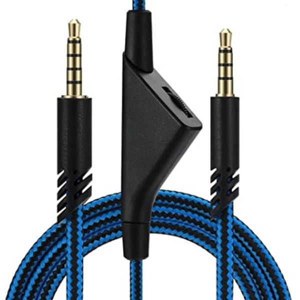 Ersättningsflätad headsetkabel för A10 A40 Gaming Headset-kabel med in-line volymkontrollhjul för hörlurssladd