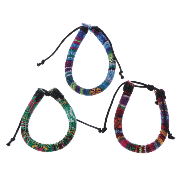 3 stk Fashion Boho Style Etniske Tribal armbånd Justerbar strikket håndkæde