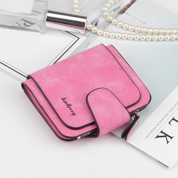 Kort lommebok Enkel Hasp-pung Myntlommekortholder Matt matt PU-skinn Rose red