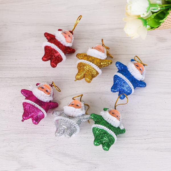 6-pack Julgransprydnader Set Liten Jultomte Figur Prydnad