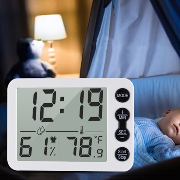 Digital Termometer Hygrometer Väckarklocka Timer Temperatur Luftfuktighetsmätare