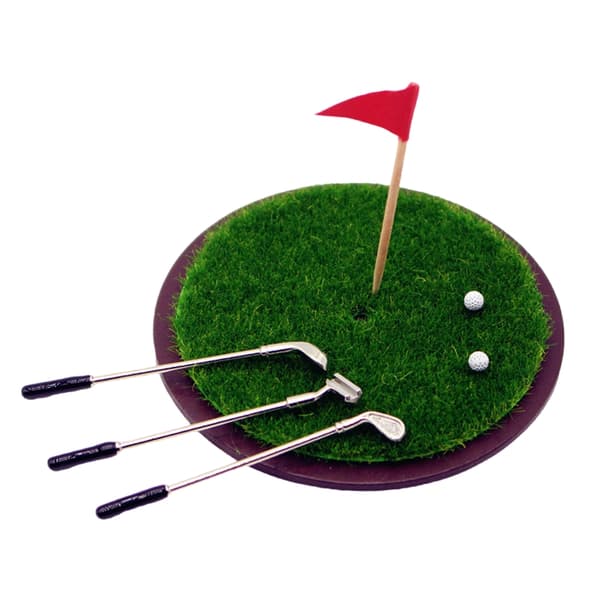 Minigolf Putting Green Gräsmodell Figurset Dockhus Sceninställning