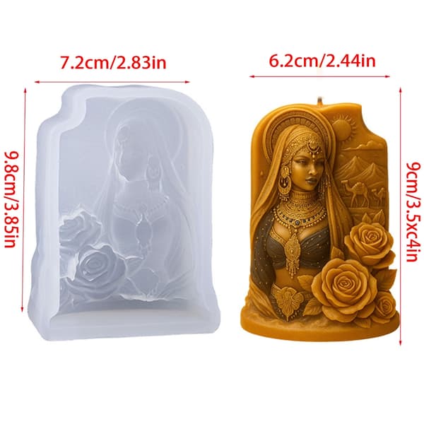 Arabisk Dame Lys Silikoneform Rose Dame Silikoneforme Til Harpiks Kunst