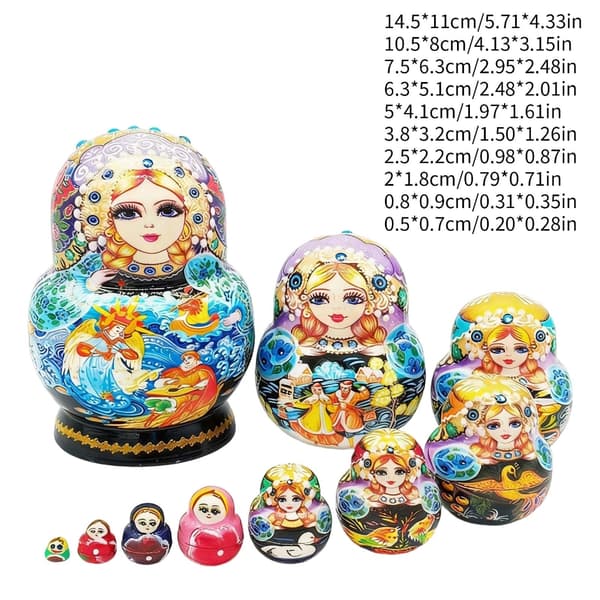 Kunstneriske russiske \"Nesting Dolls\" håndlaget med unike design, 10 lag
