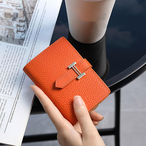 Lychee Texture Pocket Card Holder Kortholder Bankkort Pung Portable Light Grey