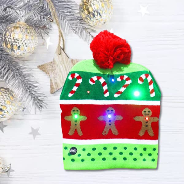 LED Julhatt Lysande Julhattar Pepparkaksgubbe Ful Hatt Mössa