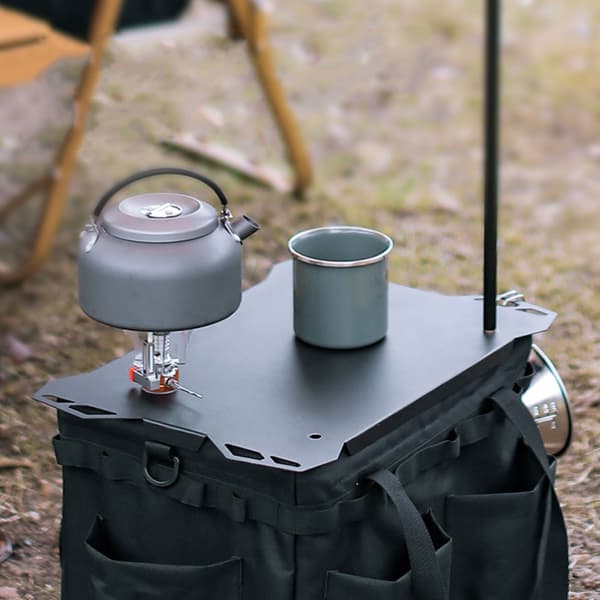 Multi-lommer Picnic Taske Foldbar Camping Bærepose Stor Kapacitet Opbevaringspose Black
