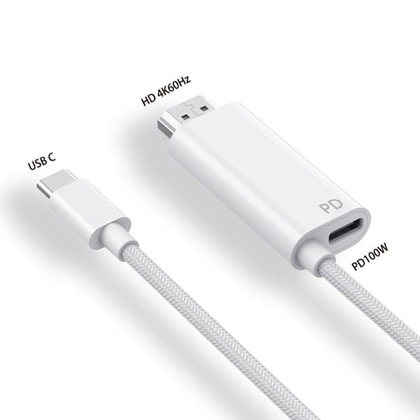 USB C -videokaapeli 4K@60Hz teräväpiirtoinen samannäyttöjohto