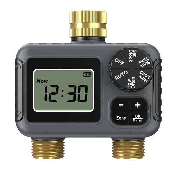 To-vejs havevandventiler BSP 3/4 tommer messingkonstruktion LCD-display holdbart design