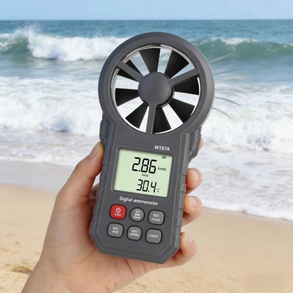 Multifunktionsanemometer för vindhastighets- och temperaturmätning, bärbart