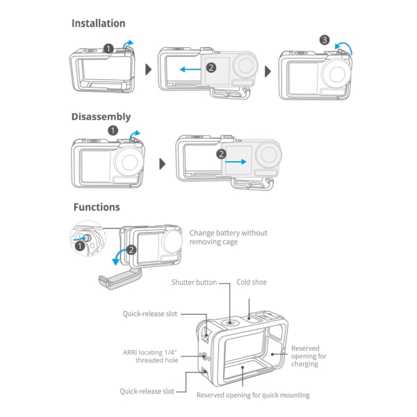 Kamerabur för Osmo Action 3 Skyddsram för Osmo Action Camara Protector Tillbehör Aluminiumlegering