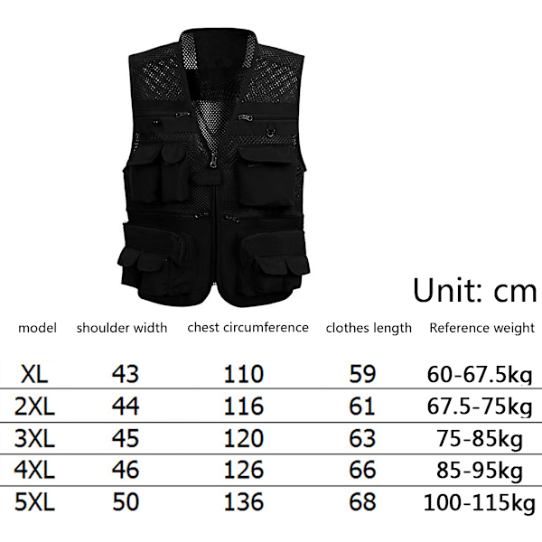 Herre Mesh Utendørs Fiskevester Flere Lommer Pustende Vester Jakker Navy XXL