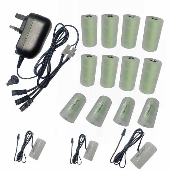 Justerbar 100-240V strømforsyningsadapter, batteriudskiftningssæt til 2-8 STK LR20 D eller LR14 batterier DC3V-12V