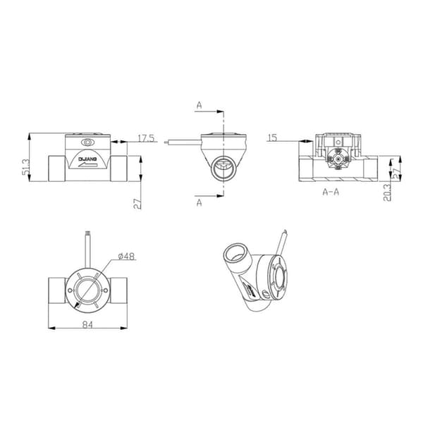 DN15 Vandstrøm Hall Sensor Afbrydere 5-100L/min Flowmåler Vandstrømssensor