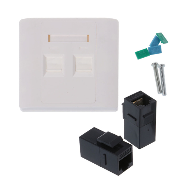 Hun til hunkøn CAT6 RJ45 LAN frontplade 86x86 mm internetstikudtag 2 CAT6