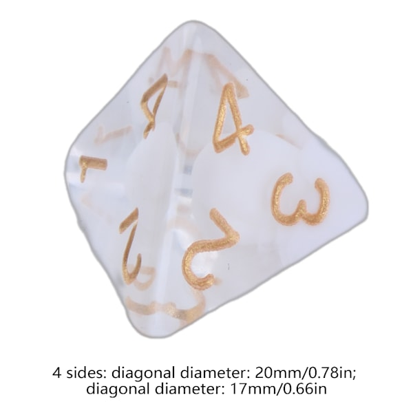 7 stk polyhedral terninger flersidet akryl terninger fargerike klare spillterninger White