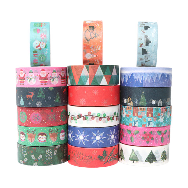 18 ruller jule-washi-tapes Santa Snowflake Tree-mønstre for voksne Barn DIY-kunsthåndverk Gaveinnpakning Scrapbook Masking Tape