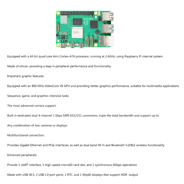 För RPI 5 A76 Development Board 8GB RAM Trådlöst 2x USB3.0 2x USB 2.0-port