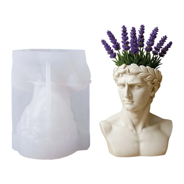 Silikonform for antikk gresk hodeformet plantepotte og dekorativ beholder