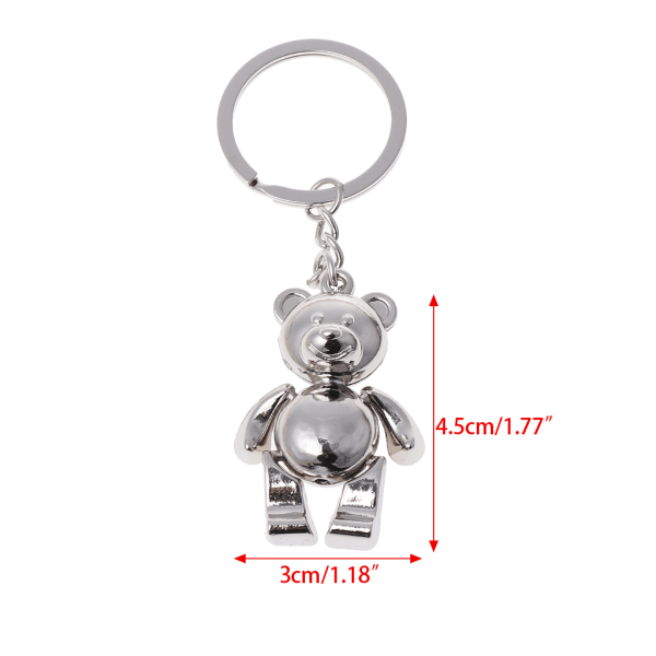 Metall rörlig björn nyckelring Fin bil för nyckelring Mode djur nyckelring Lucky C