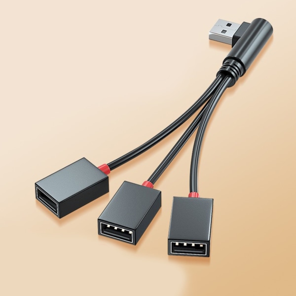 USB 2.0 Adapter 1 till 3 USB Splitter USB -förlängningskabel USB multiport för laddning av bärbar dator/Mac null - Left bend