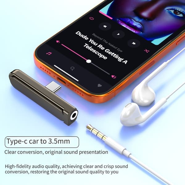 2 stk. aluminium Type C til 3,5 mm hodetelefonadapter med sammenleggbart stativ