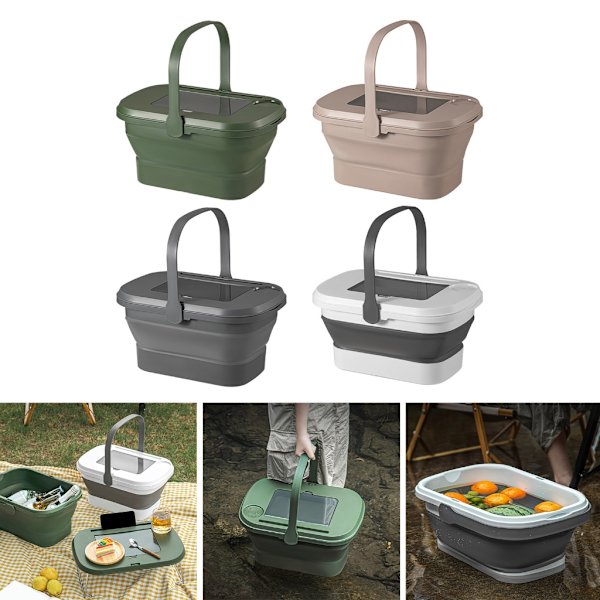 Bärbar hopfällbar mat- och fruktbehållare för utomhusbruk ArmyGreen