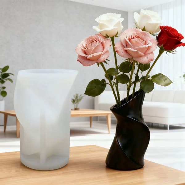 Tilpassbar vridd vase silikonform for DIY harpikskunstprosjekter
