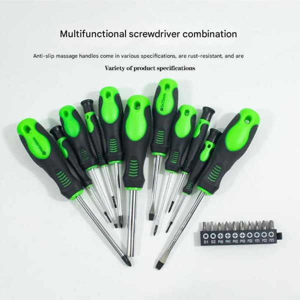 12-delers verktøysett med ergonomisk håndtak og solid bit for DIY-prosjekter