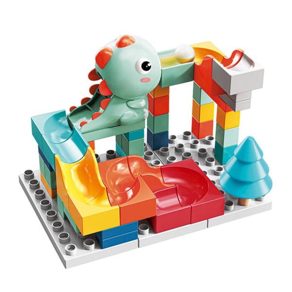 60 stycken Marble Run byggstenar Dinosaurie för huvud Klassiska stora block STEM Toy Bricks Set Kids Race Track för barn
