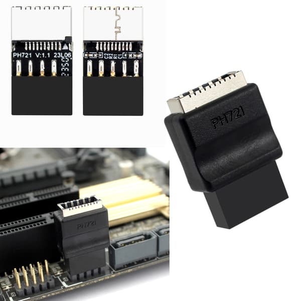 Moderkort USB2.0 9Pin till Typ Frontanslutningar Omvandlare Header Adapter