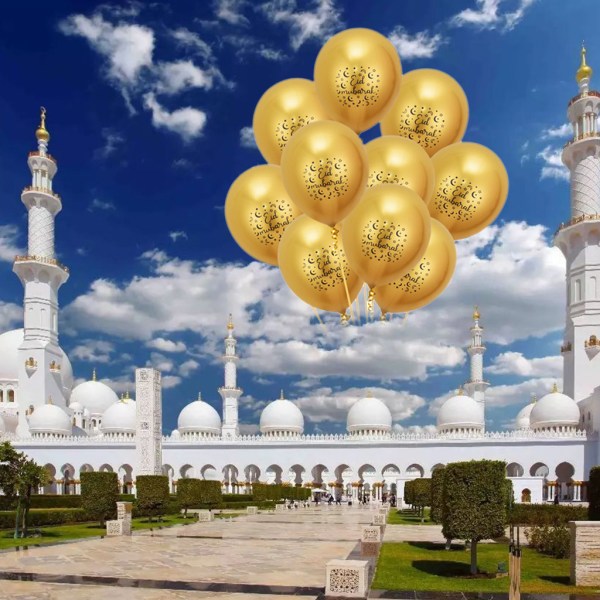 Ramadan dekoration dekor Glad muslimsk festival ballong 10 st Eid Mubarak ballong Silver