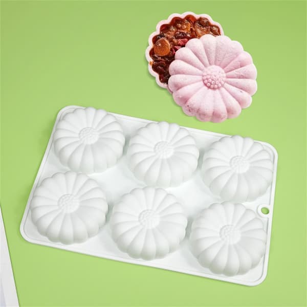 6-hulroms blomsterformform Mousse kakeform DIY lys såpeform Nonstick